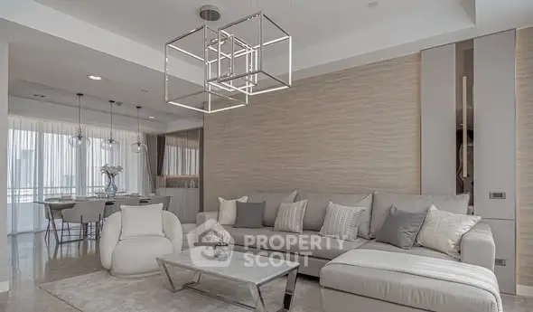 Luxurious modern living room with elegant decor and spacious seating area