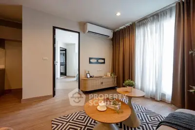 Modern living room with stylish furniture and natural light