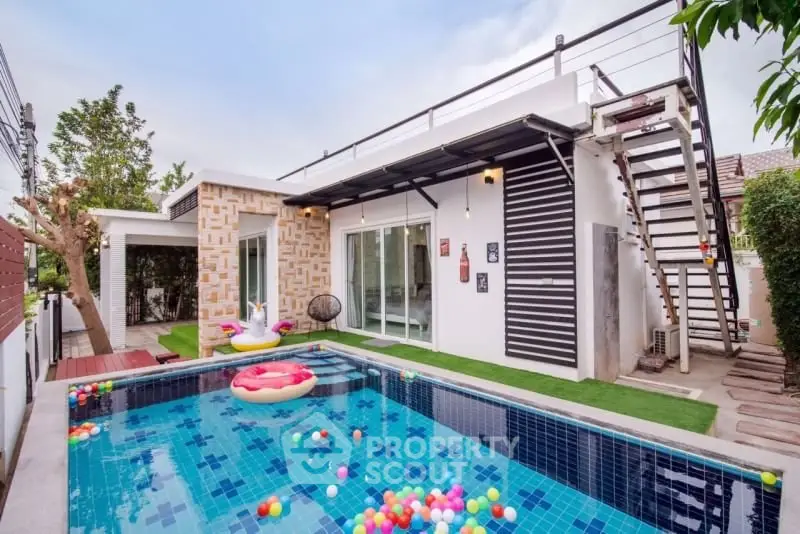 Modern villa with private pool and rooftop terrace, perfect for luxury living.