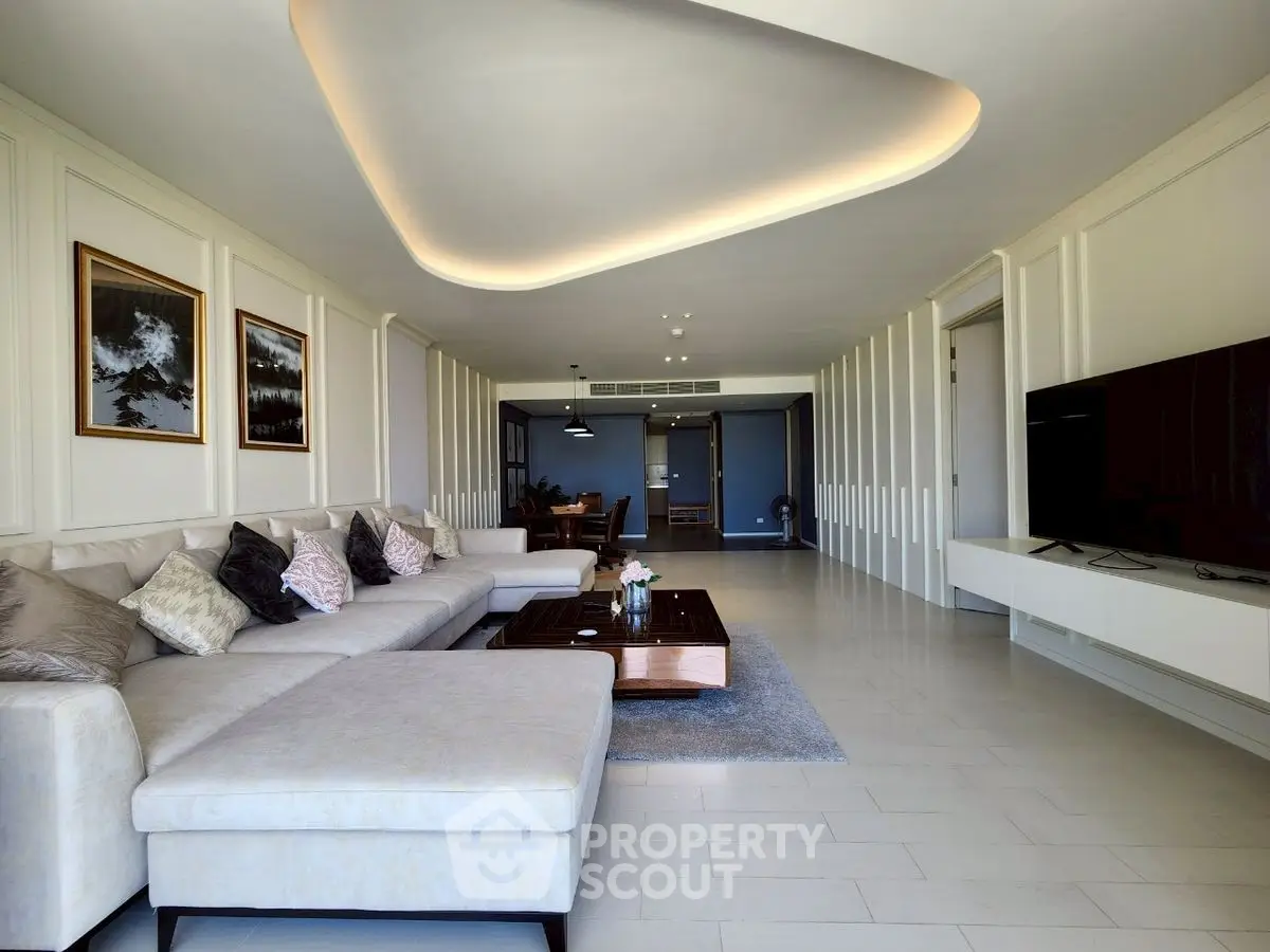 Luxurious modern living room with elegant decor and spacious layout