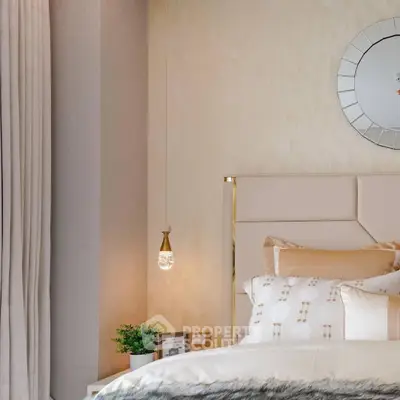 Luxurious bedroom with elegant decor and plush bedding