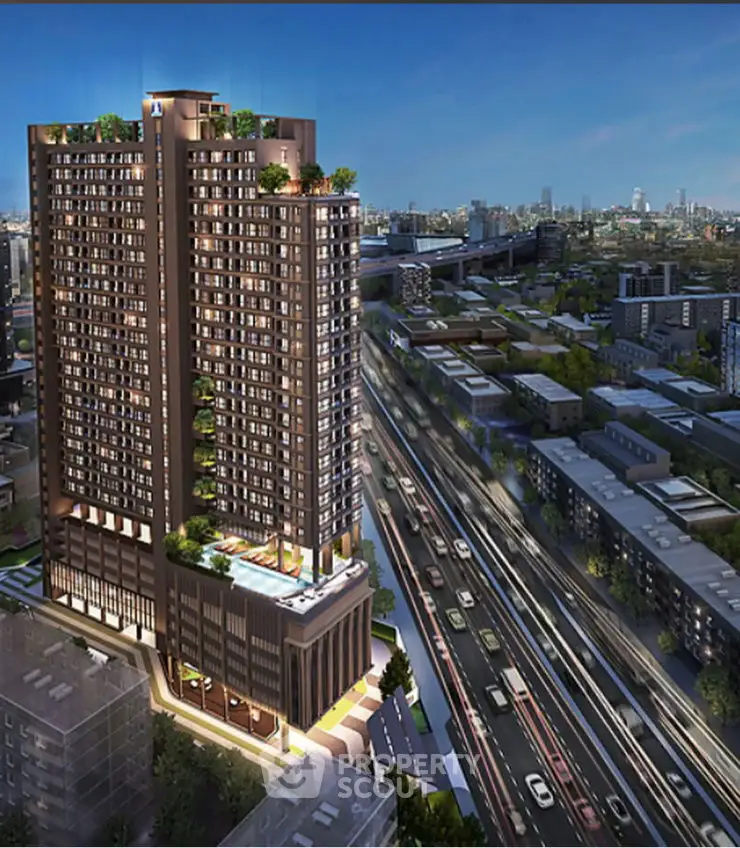 Stunning high-rise building with cityscape view and modern architecture.