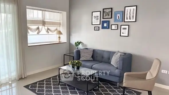 Stylish living room with modern decor and cozy seating area