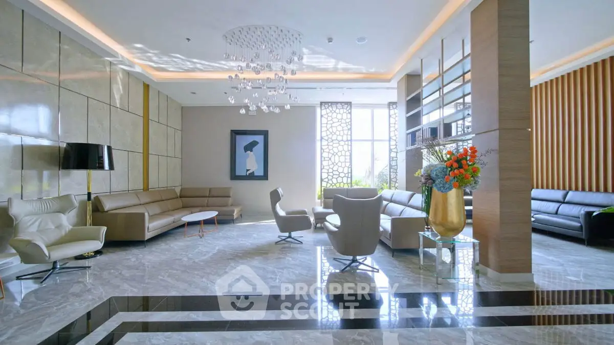 Luxurious modern lobby with elegant seating and stylish decor