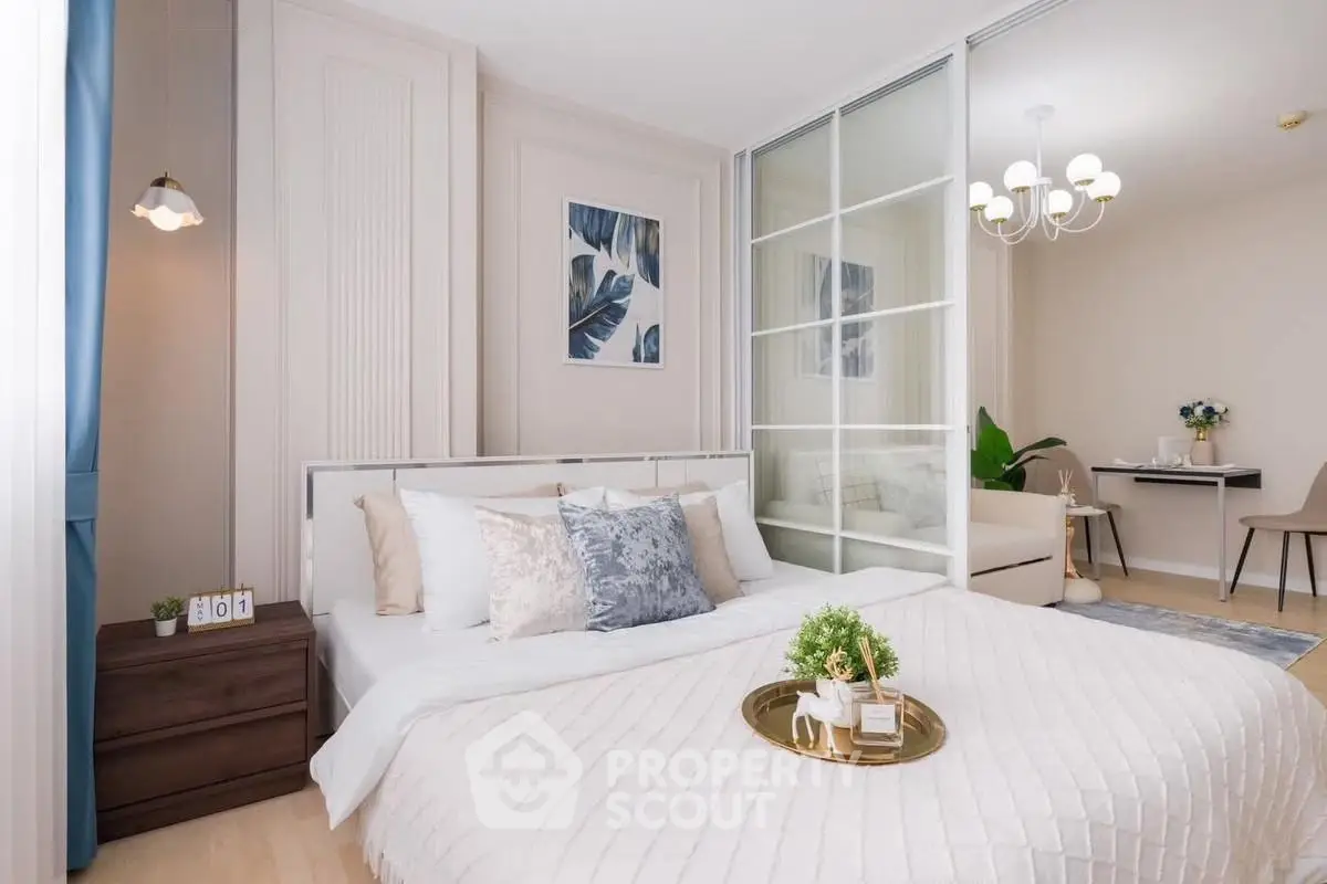 Elegant bedroom with modern decor and cozy ambiance