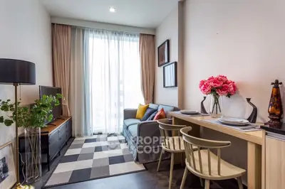 Chic and cozy living room with modern decor and natural light