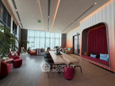 Luxurious modern living room with stylish furniture and ambient lighting