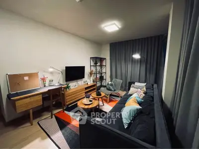 Modern living room with stylish furniture and cozy ambiance