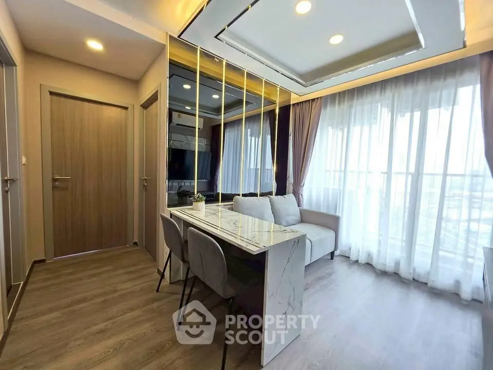 Modern living room with elegant decor and natural light