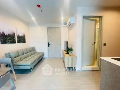 Modern living room with sleek furniture and minimalist decor