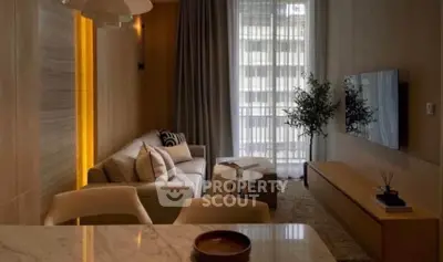 Modern living room with elegant decor and natural light