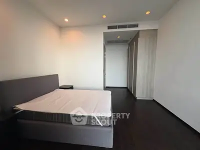 Spacious modern bedroom with sleek design and ample natural light