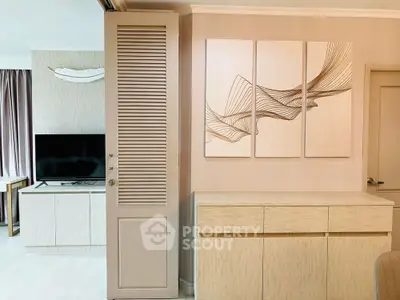Modern living room with stylish decor and wall art