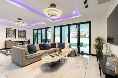 Luxurious modern living room with stylish decor and spacious layout