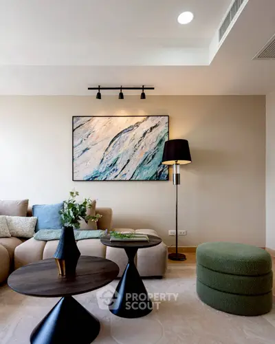 Stylish modern living room with elegant decor and cozy seating area