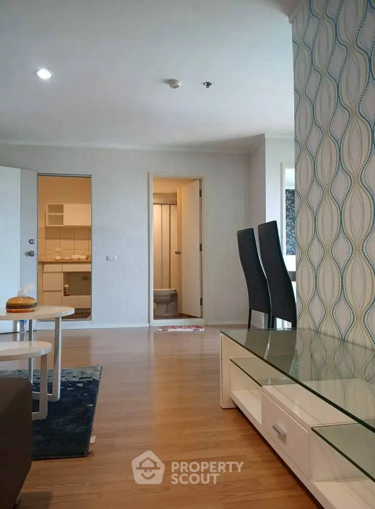 Modern apartment interior with open layout and stylish furniture