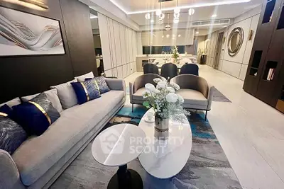 Luxurious modern living room with elegant decor and stylish furniture