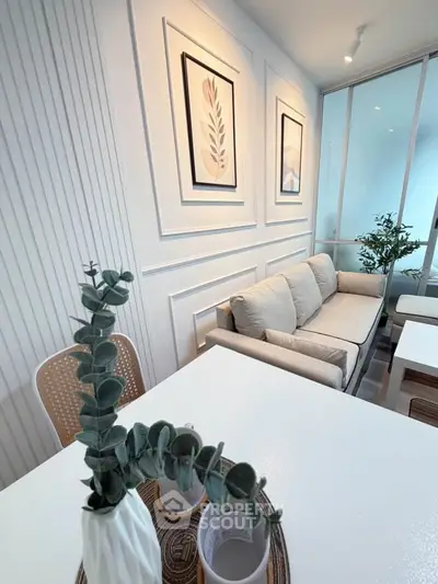Stylish modern living room with elegant decor and cozy seating area, perfect for relaxation and entertaining.
