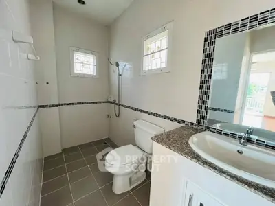 Modern bathroom with sleek design and natural light