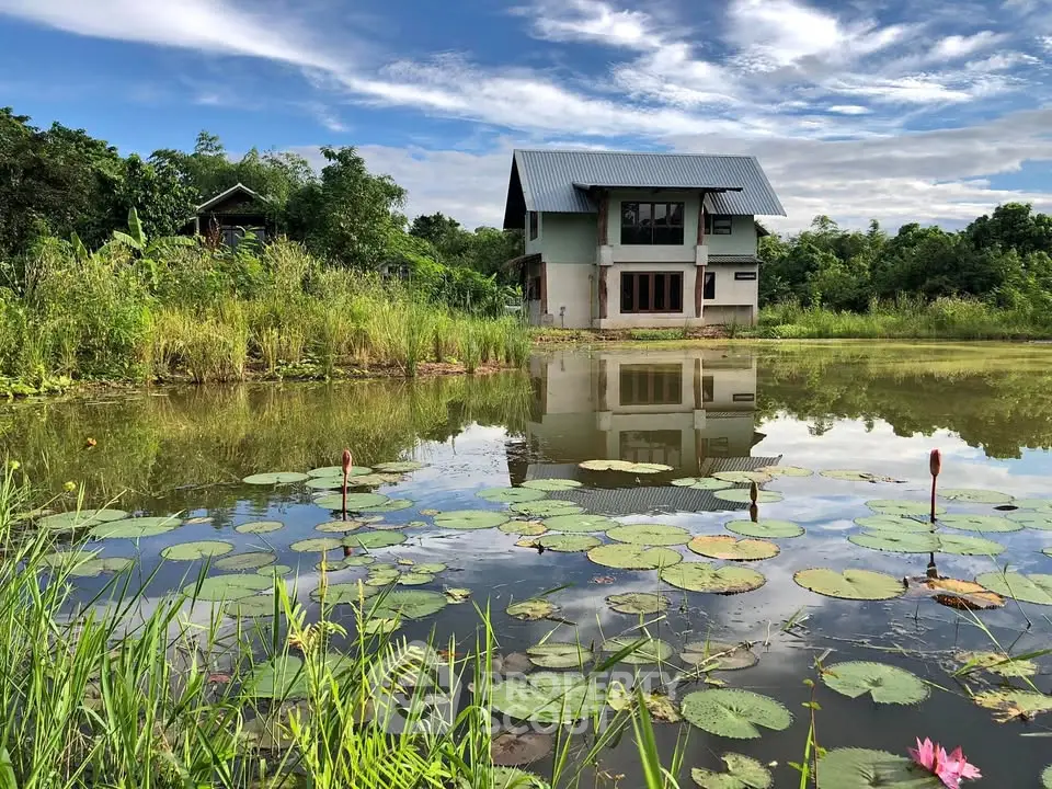 Charming countryside home with serene pond and lush greenery, perfect for nature lovers seeking tranquility.