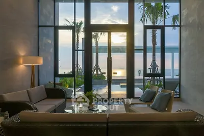 Luxurious living room with stunning ocean view and modern decor