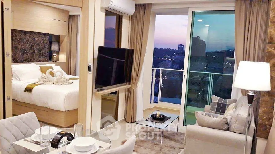 Luxurious modern apartment with stunning city view and elegant interior design