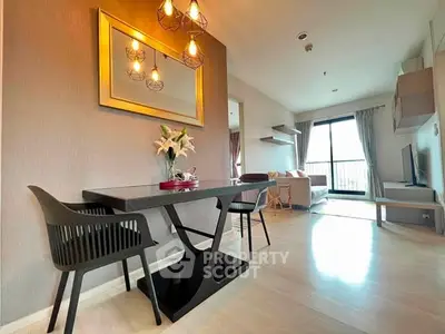 Modern open-plan living room with dining area and stylish decor
