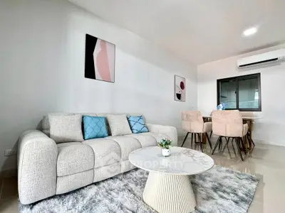 Modern living room with stylish decor and cozy seating area