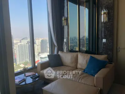 Luxurious living room with stunning city view and elegant decor