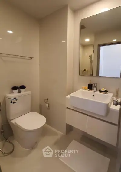 Modern bathroom with sleek fixtures and minimalist design