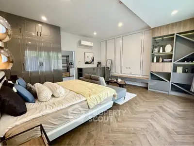 Luxurious modern bedroom with elegant decor and spacious layout