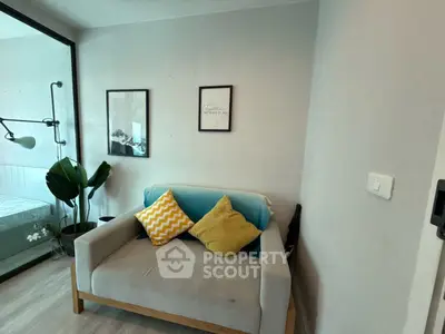 Cozy living room with modern decor and natural light