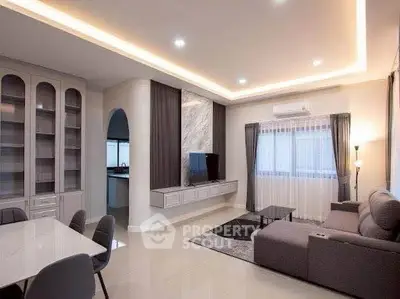 Modern living room with elegant lighting and stylish furniture