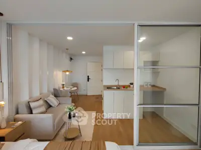 Modern studio apartment with open layout and stylish furnishings
