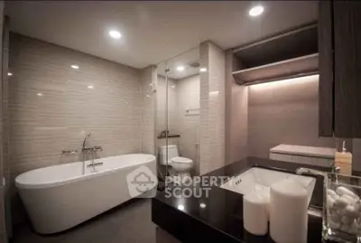 Luxurious modern bathroom with elegant bathtub and sleek fixtures