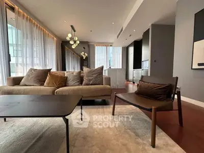 Luxurious modern living room with elegant furniture and natural light