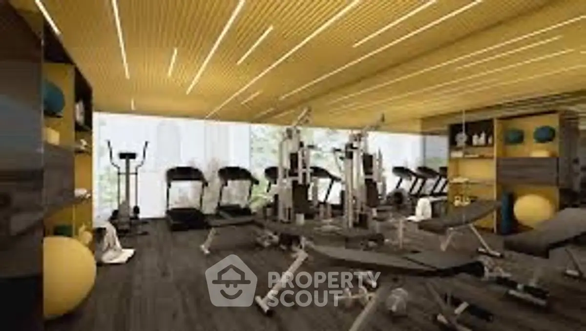 Luxurious home gym with modern equipment and stylish design