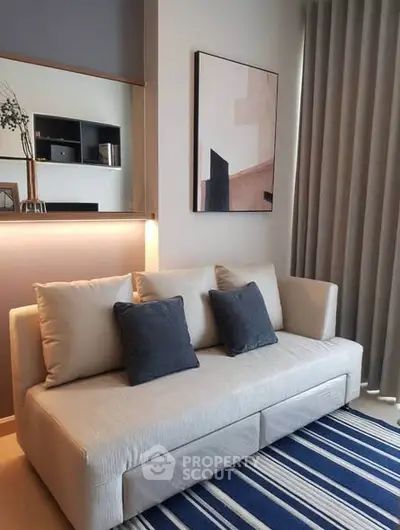 Stylish modern living room with cozy sofa and elegant decor