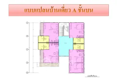 Detailed floor plan of a single house with multiple rooms and layout design.