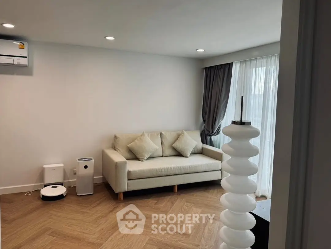 Modern living room with stylish decor and natural light