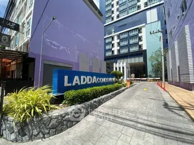 Modern condominium entrance with sleek design and vibrant colors