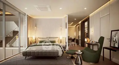 Luxurious modern bedroom with elegant decor and spacious layout