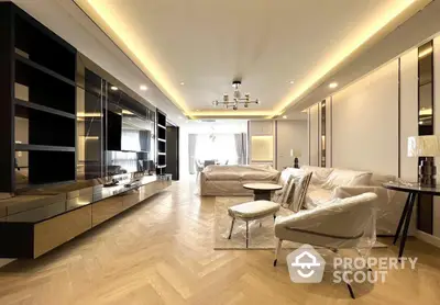 Luxurious modern living room with elegant furniture and ambient lighting