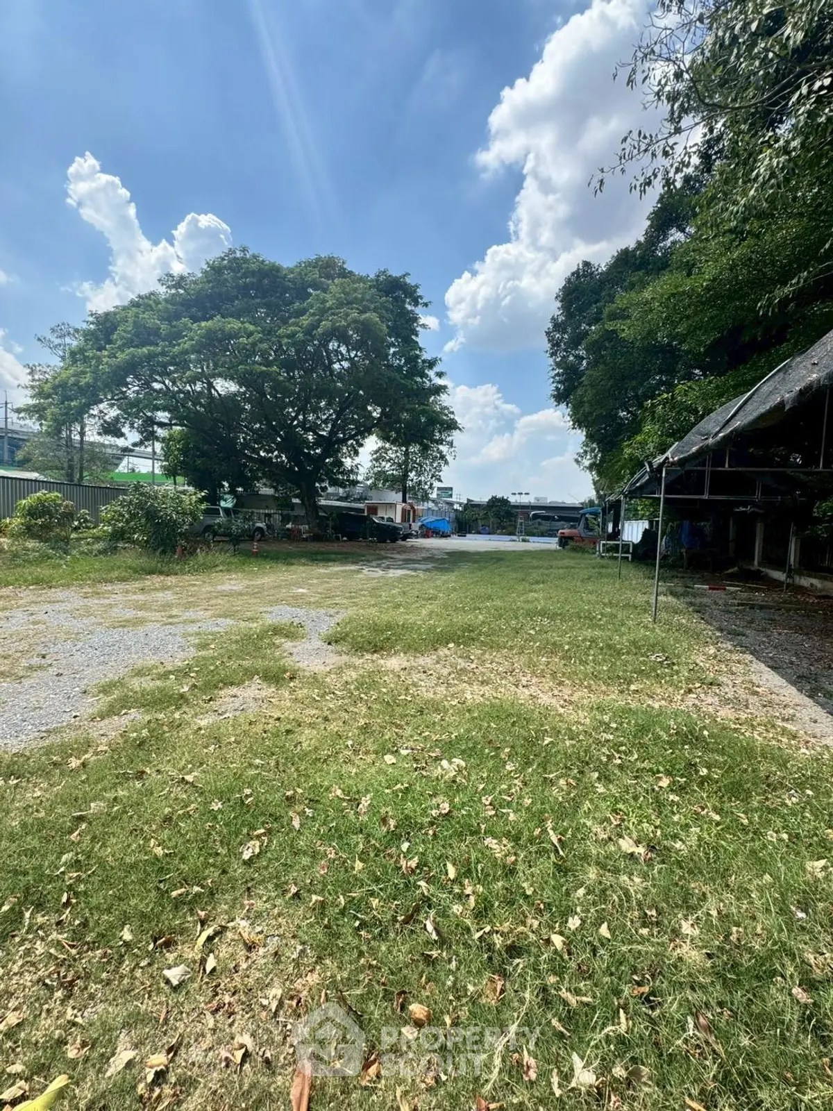 Spacious outdoor area with lush greenery and clear blue sky, perfect for development opportunities.