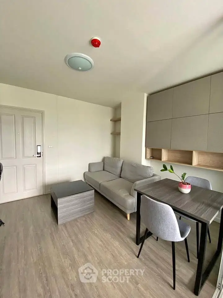 Modern living room with sleek furniture and minimalist decor