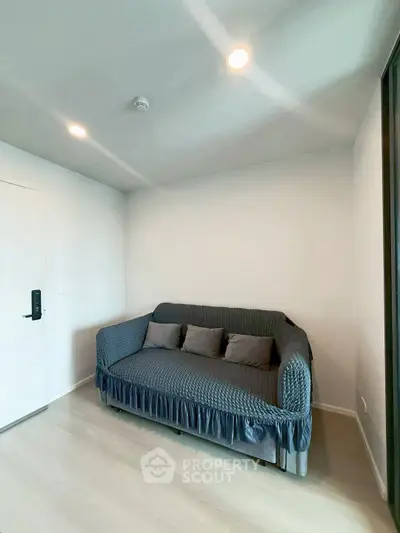 Cozy living room with modern sofa and minimalist decor