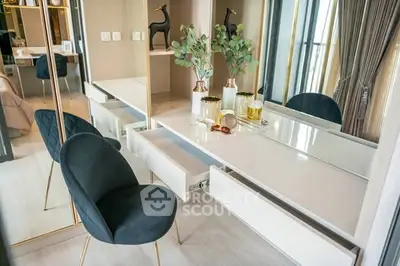 Elegant modern study area with sleek furniture and decorative accents