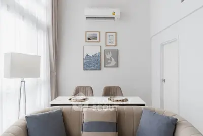 Modern living room with stylish decor and natural light