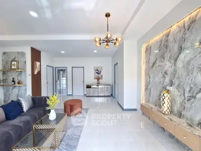 Elegant living room with modern decor and stylish lighting