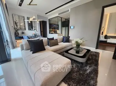 Luxurious modern living room with elegant decor and plush seating